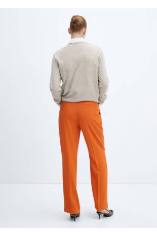 شلوار قهوه ای فاق نرمال زنانه مانگو 57097124