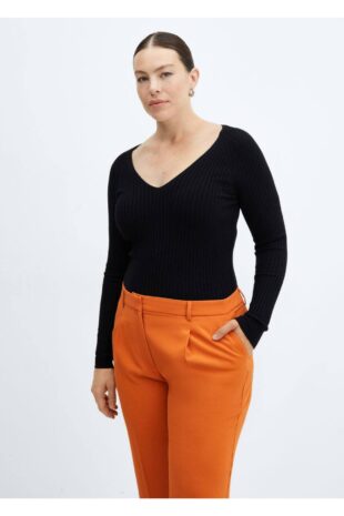 شلوار قهوه ای فاق نرمال زنانه مانگو 57097124