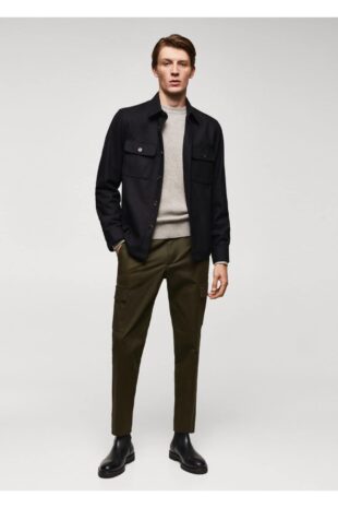 شلوار سبز فاق نرمال مردانه مانگو 57085963