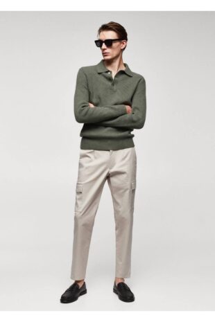 شلوار بژ فاق نرمال مردانه مانگو 57085963