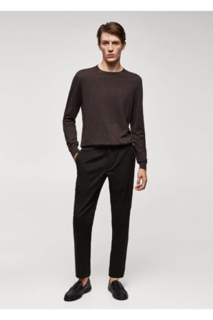شلوار قهوه ای فاق نرمال مردانه مانگو 57085963