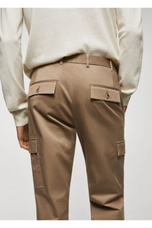 شلوار قهوه ای فاق نرمال مردانه مانگو 57085963