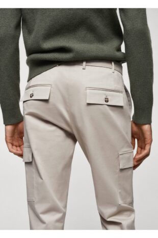 شلوار بژ فاق نرمال مردانه مانگو 57085963