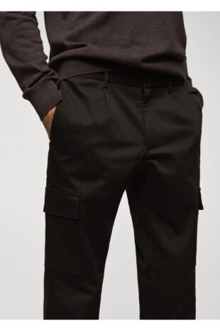 شلوار قهوه ای فاق نرمال مردانه مانگو 57085963