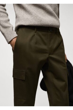 شلوار سبز فاق نرمال مردانه مانگو 57085963