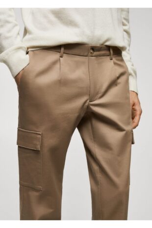 شلوار قهوه ای فاق نرمال مردانه مانگو 57085963