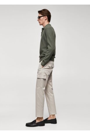 شلوار بژ فاق نرمال مردانه مانگو 57085963