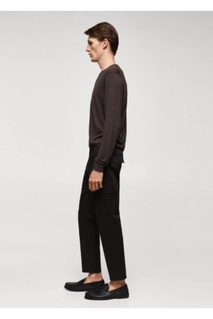 شلوار قهوه ای فاق نرمال مردانه مانگو 57085963