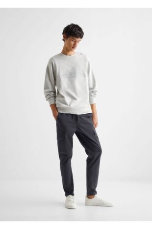 شلوار خاکستری فاق نرمال مردانه مانگو 47036319