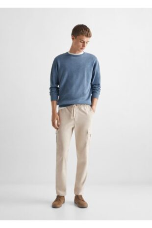 شلوار بژ فاق نرمال مردانه مانگو 47036319