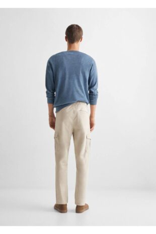 شلوار بژ فاق نرمال مردانه مانگو 47036319