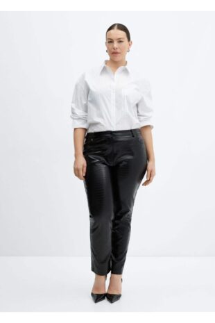 شلوار سیاه فاق نرمال زنانه مانگو 57007722