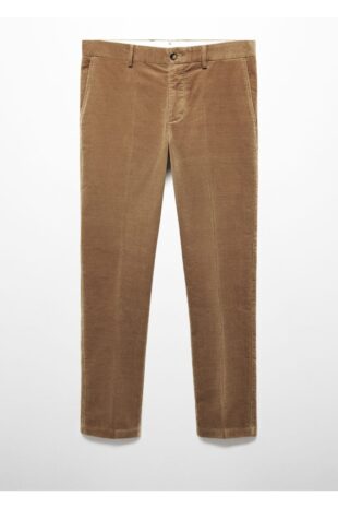 شلوار بژ فاق نرمال مردانه مانگو 57038265