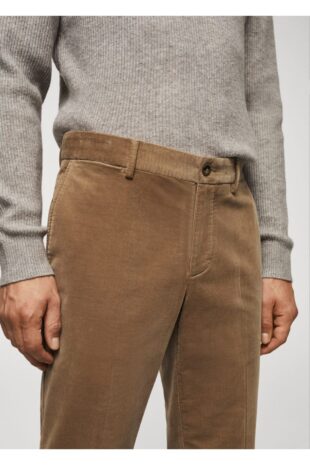 شلوار بژ فاق نرمال مردانه مانگو 57038265