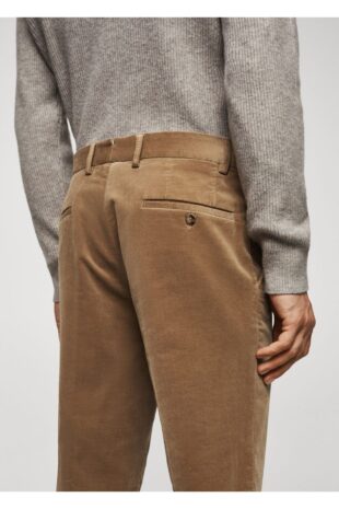 شلوار بژ فاق نرمال مردانه مانگو 57038265