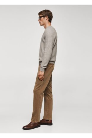 شلوار بژ فاق نرمال مردانه مانگو 57038265