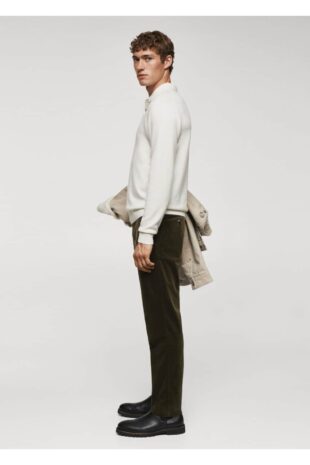 شلوار خاکی فاق نرمال مردانه مانگو 57038265