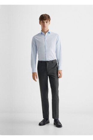 شلوار خاکستری فاق نرمال مردانه مانگو 57062885