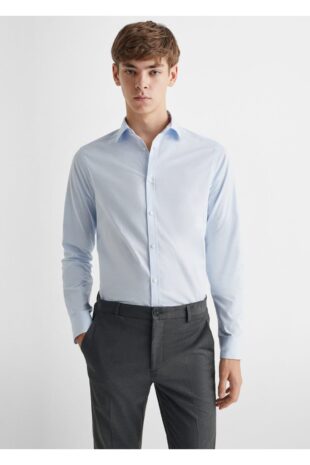 شلوار خاکستری فاق نرمال مردانه مانگو 57062885