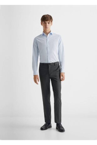 شلوار خاکستری فاق نرمال مردانه مانگو 57062885