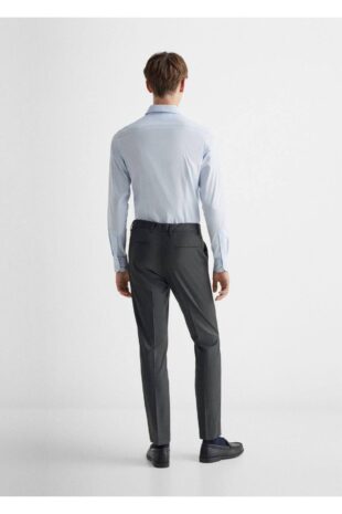 شلوار خاکستری فاق نرمال مردانه مانگو 57062885