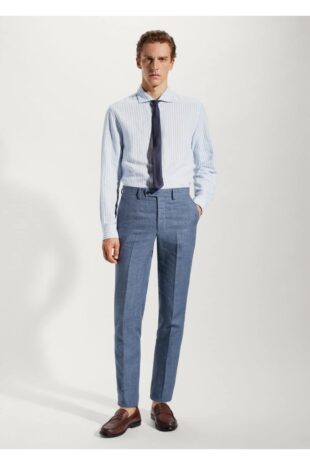 شلوار آبی فاق نرمال مردانه مانگو 57000552