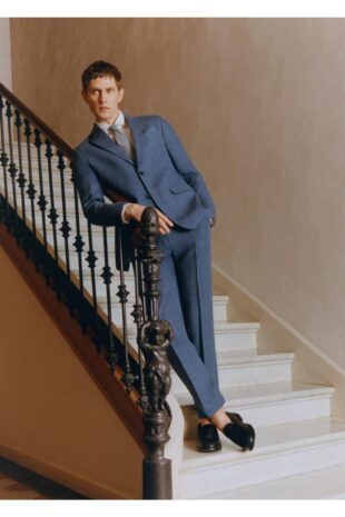 شلوار آبی فاق نرمال مردانه مانگو 57000552