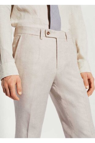 شلوار بژ فاق نرمال مردانه مانگو 57010553