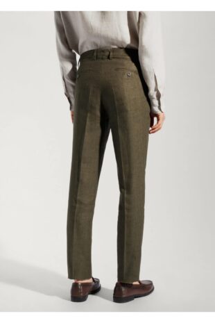 شلوار سبز فاق نرمال مردانه مانگو 57030026