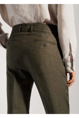 شلوار سبز فاق نرمال مردانه مانگو 57030026