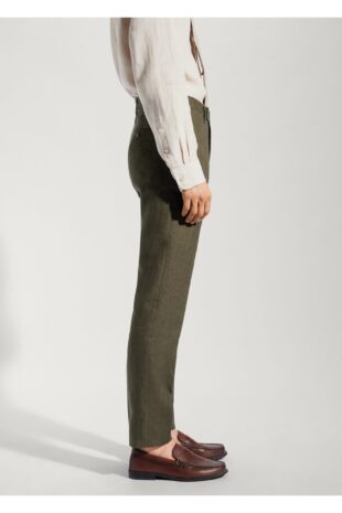 شلوار سبز فاق نرمال مردانه مانگو 57030026