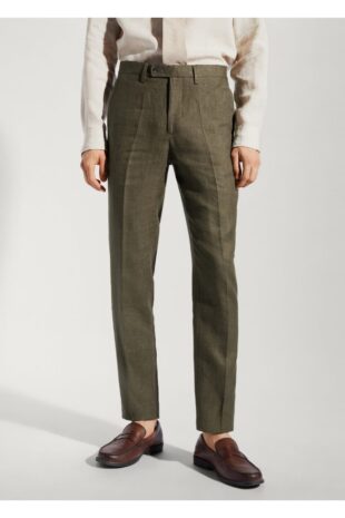 شلوار سبز فاق نرمال مردانه مانگو 57030026