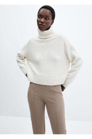 شلوار قهوه ای فاق نرمال زنانه مانگو 57043812