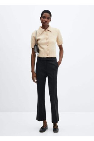 شلوار خاکستری فاق نرمال زنانه مانگو 57048267