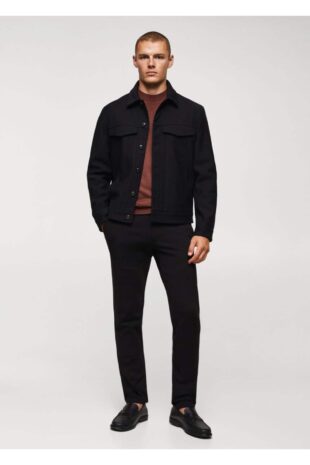 شلوار سیاه فاق نرمال مردانه مانگو 57035951