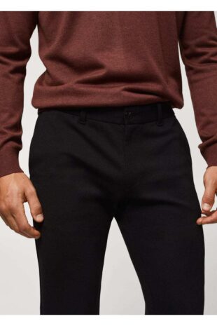 شلوار سیاه فاق نرمال مردانه مانگو 57035951