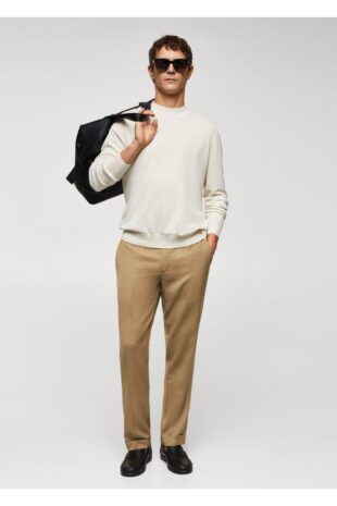 شلوار بژ فاق نرمال مردانه مانگو 57045948