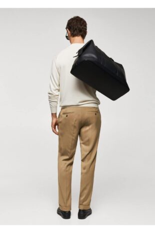 شلوار بژ فاق نرمال مردانه مانگو 57045948