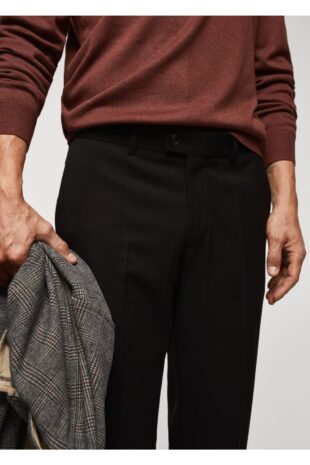 شلوار سیاه فاق نرمال مردانه مانگو 57045948