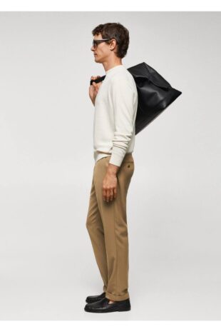 شلوار بژ فاق نرمال مردانه مانگو 57045948