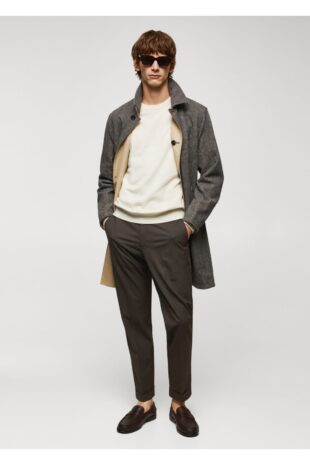 شلوار قهوه ای فاق نرمال مردانه مانگو 57045950