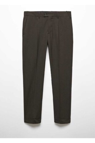 شلوار قهوه ای فاق نرمال مردانه مانگو 57045950