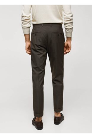 شلوار قهوه ای فاق نرمال مردانه مانگو 57045950