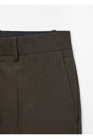 شلوار قهوه ای فاق نرمال مردانه مانگو 57045950