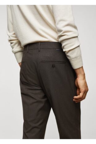 شلوار قهوه ای فاق نرمال مردانه مانگو 57045950