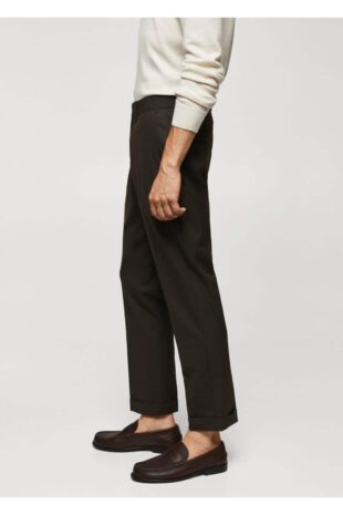 شلوار قهوه ای فاق نرمال مردانه مانگو 57045950