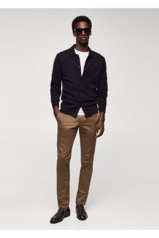 شلوار قهوه ای فاق نرمال مردانه مانگو 57055947