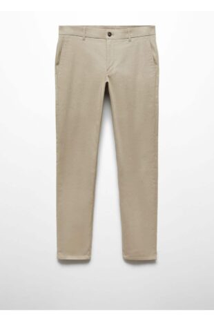 شلوار بژ فاق نرمال مردانه مانگو 57055947