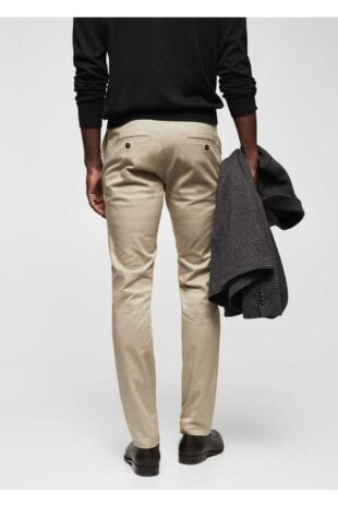 شلوار بژ فاق نرمال مردانه مانگو 57055947