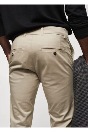 شلوار بژ فاق نرمال مردانه مانگو 57055947